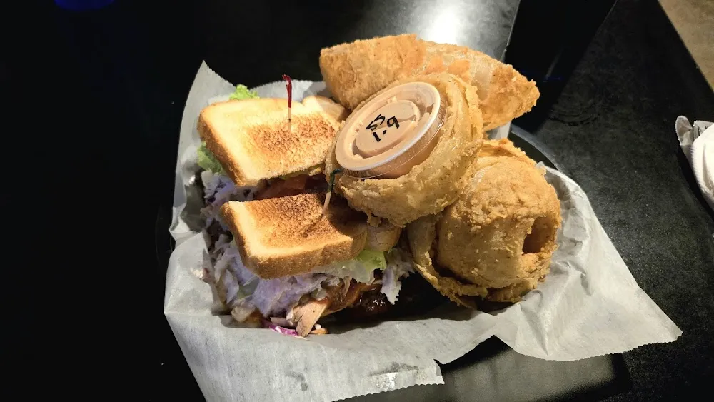Porky Club with Onion Rings